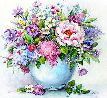 

Алмазная мозаика Цветной ''Нежные цветы в белой вазе'' (40х50) на подрамнике lg147