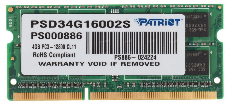 

Оперативная память Patriot Memory DDR3 4GB 1600MHz (PSD34G16002S), Зеленый