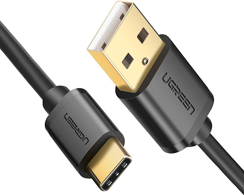 фото Кабель ugreen us287 (60118) usb-a 2.0 to usb-c cable nickel plating. длина 2м. цвет: черный