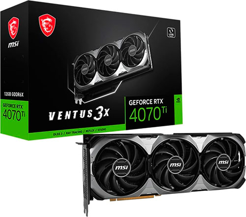 фото Видеокарта msi geforce rtx 4070 ti ventus 3x e1 12g