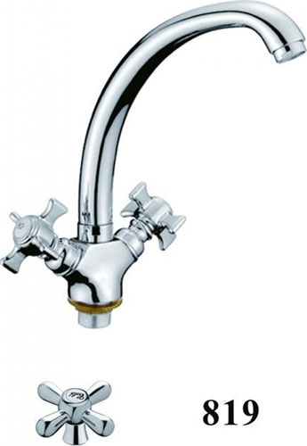 Изображение товара Смеситель для кухни D-Lin хром двухвентильный из латунь с поворотным изливом