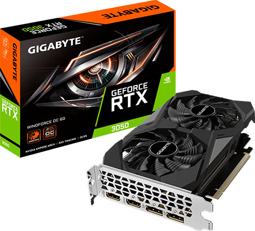 фото Видеокарта gigabyte geforce rtx 3050 windforce oc 6gb (gv-n3050wf2oc-6gd)