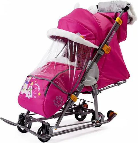 

Коляска комбинированная Ника Ника детям 7-6 (НД7-6) со снеговиками розовый, Розовый с рисунком