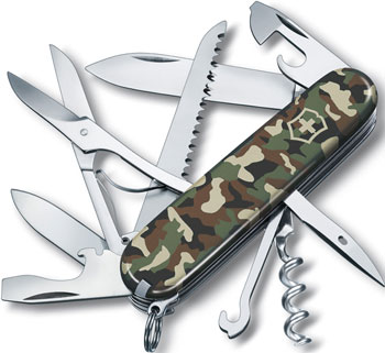 Нож перочинный Victorinox Huntsman 91 мм 15 функций зелёный камуфляж