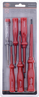 

Набор диэлектрических отверток AV Steel, 5 предметов с тестером AV-495105