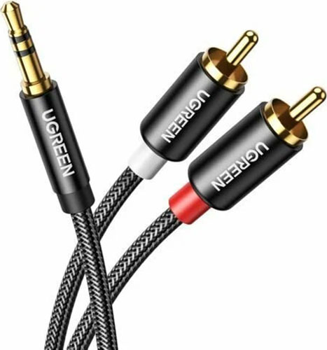 Изображение товара Кабель Ugreen AV116 (10584) 3.5 mm Male to 2RCA Male, Cable, 2 метра, черный
