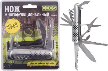 

Нож многофункциональный Ecos, SR061 11 в 1 серебристый 325111