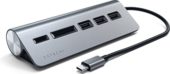 USB-концентратор Satechi Type-C USB Hub & Micro/SD Card Reader серый космос (ST-TCHCRM) usb c hub with sd micro sd card reader for macbook 12 inch