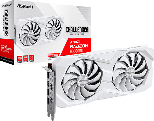 фото Видеокарта asrock radeon rx 6600 challenger white 8gb (rx6600 clw 8g)