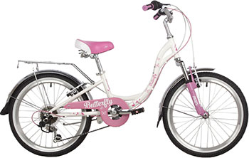Велосипед Novatrack 20'' BUTTERFLY сталь белый-розовый 6-скор TY21/RS35/SG-6SI V-brake 20SH6V.BUTTERFLY.PN22
