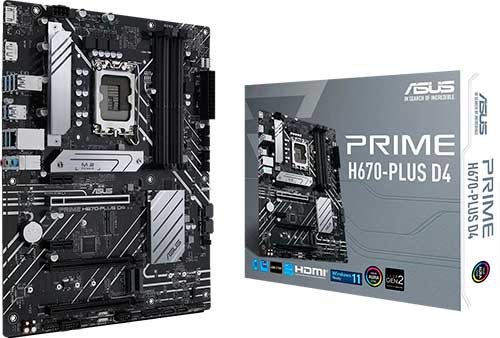 

Материнская плата Asus PRIME H670-PLUS D4 (LGA1700, ATX), Черный/белый