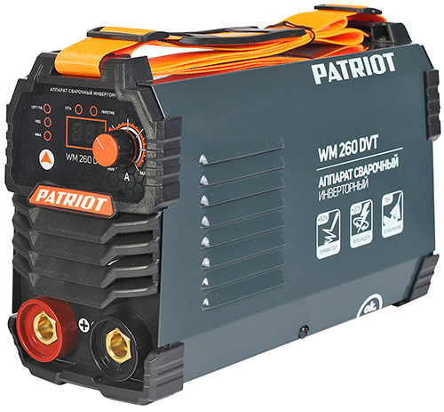 фото Аппарат сварочный инверторный patriot wm260dvt, mma, входное напряжение: 1ф140-240в, сварочный ток макс: 260a, пв при макс. токе: 70%, дисплей arc force