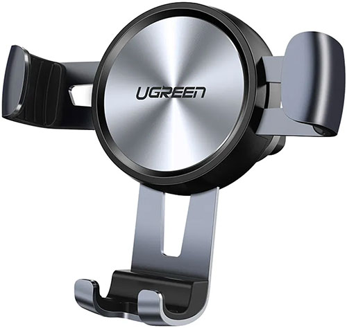 фото Подставка-держатель ugreen lp130 (50564) gravity drive air vent mount phone holder на вентиляционную решетку автомобиля, серый космос