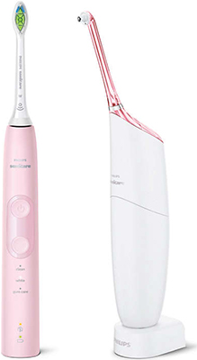 Набор: ирригатор и электрическая зубная щетка Philips AirFloss Pro/Ultra и Sonicare HX8424/39 белый розовый