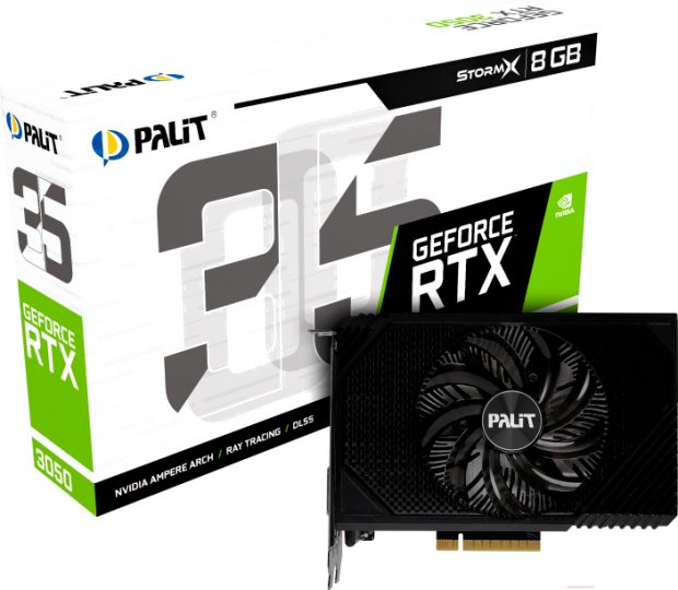 

Видеокарта Palit GeForce RTX 3050 STORMX 8GB (NE63050018P1-1070F), Черный