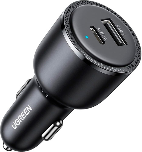 фото Автомобильное зарядное устройство ugreen cd239 usb-c pd + usb-a 63вт fast car charger, без кабеля, цвет: черный (90645)