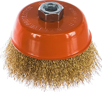 Корщетка-насадка Sturm! тип "чашка" М14, D100мм, латунир. волнистая пров 5240103 купить в Москве по низким ценам в интернет-магазине, артикул 424899