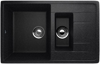 Изображение товара Кухонная мойка Ulgran U-205 черная из искусственного мрамора с крылом