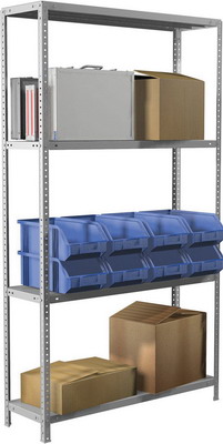 Стеллаж металлический Brabix MS KD-185/40-4 (в1850*ш1000*г400мм) 4 полки сборная стойка 291115 стеллаж металлический brabix ms kd 200 50 5 в2000хш1000хг500мм 5 полок сборная стойка 291120