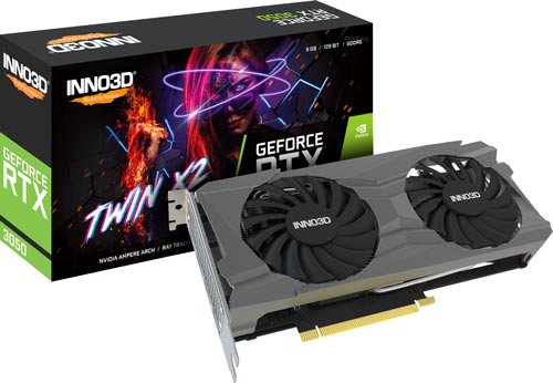 фото Видеокарта inno3d geforce rtx 3050 twin x2 oc 8g (n30502-08d6x-11902130)