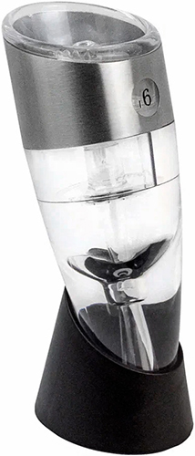 фото Винный аэратор с подставкой kitchen joy wine aerator, серебристый c настраиваемой скоростью розлива (kj-vt01ss)