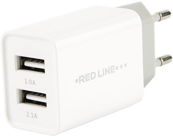 Сетевое зарядное устройство + универсальный DATA кабель Red Line 2 USB (модель Z2)  2.1A Fast Charger  белый