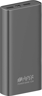 Внешний аккумулятор Hiper Metal20K 20000mAh 2.4A 2xUSB темно-серый (METAL 20K SPACE GRAY)