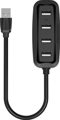 Концентратор Vention USB 2.0 на 4 порта Черный - 1м. VAS-J43-B100 VAS-J43-B100