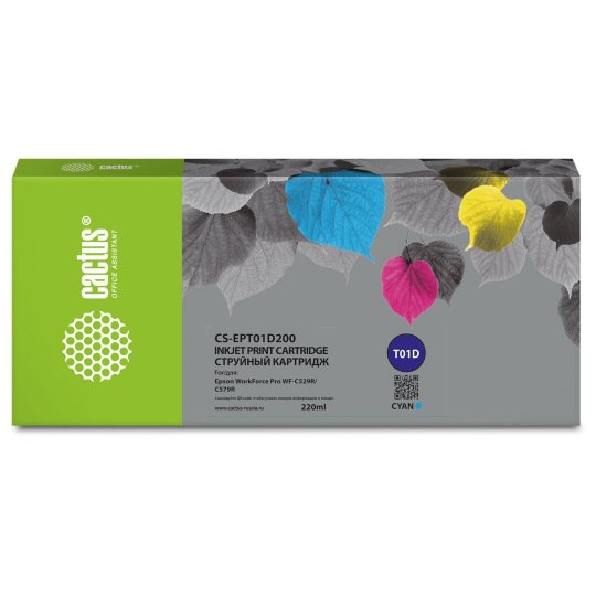 

Картридж струйный Cactus CS-EPT01D200 T01D2 голубой (220мл) для Epson WorkForce Pro WF-C529R/C529RDTW/C529RDTW EPP