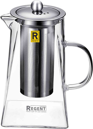 фото Чайник заварочный regent 0.9 л, с ситечком, inox franco, металл/стекло (93-fr-tea-10-900)