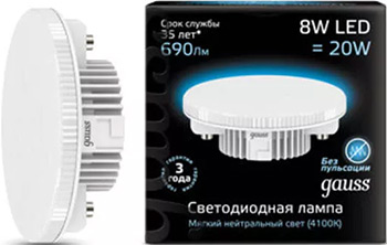 

Лампа GAUSS, LED GX 53 8W 690 lm 4100 K 1/10/100 108008208