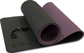 Фото - Коврик для йоги Original FitTools 10 мм двухслойный TPE черно-фиолетовый ремешок для йоги original fittools 304 см черный