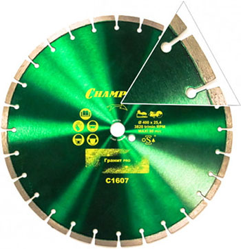 Изображение товара Диск алмазный Champion гранит PRO 400/25,4/10 Laser Granite C1607 Изображение товара Диск алмазный Champion гранит PRO 400/25,4/10 Laser Granite C1607