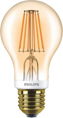 

Лампа Philips, LEDCla 7.5-60 W A 60 E 27 2000 K GOLD