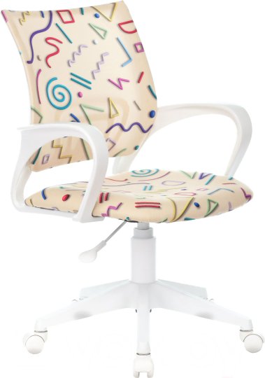 

Кресло детское Бюрократ BUROKIDS 1 W-STICKBG песочный Sticks 02 крестов. пластик пластик белый
