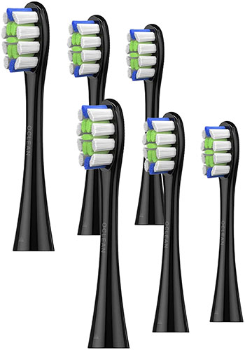 фото Комплект насадок для электрической зубной щетки oclean p1c5 b06, 6 шт, черный, контроль зубного налета (6970810552232)