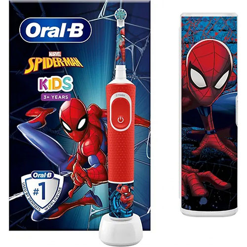 фото Электрическая зубная щетка braun oral-b vitality kids spiderman (d103.413.2kx), чехол