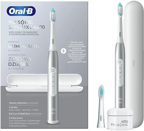 фото Электрическая зубная щетка braun oral-b pulsonic slim luxe 4500 (s411.526.3x) platinum