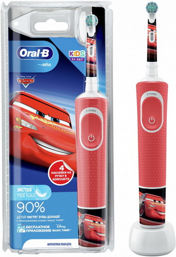 фото Электрическая зубная щетка braun oral-b pro kids 3+ cars, красный