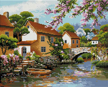 

Алмазная мозаика Белоснежка, 308-ST-S Деревенька у канала