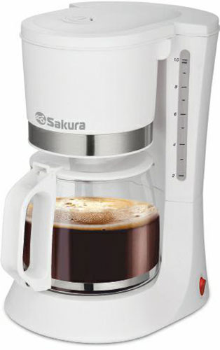 Кофеварка Sakura SA-6117W бел кофеварка sakura sa 6109bk 1 25л кап