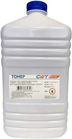 

Тонер Cactus Cet CE38-K/CE38-D CET111068579 черный бутылка 579гр. (в компл.:девелопер) для принтера KONICA MINOLTA Bizhub C227/287