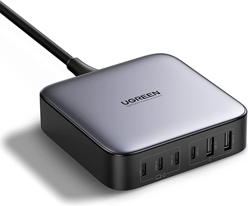 фото Сетевое зарядное устройство ugreen 2хusb-a 4хusb-c, 200w, desktop charger (6-port) черный (40914)