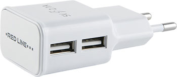 Сетевое зарядное устройство Red Line 2 USB (модель NT-2A)  2.1A белый