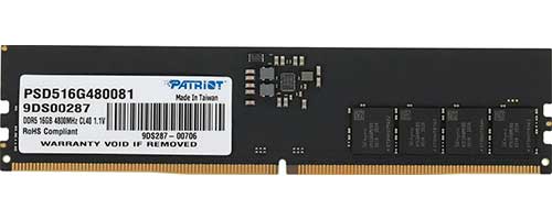

Оперативная память Patriot Memory DDR5 16GB 4800MHz Signature Line (PSD516G480081), Черный