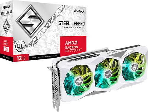 фото Видеокарта asrock radeon rx 7700 xt steel legend oc (12gb rx7700xt sl 12go)