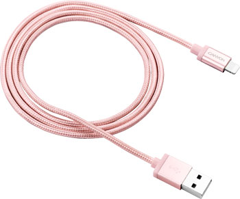 Кабель Canyon Charge & Sync MFI braided cable with metalic shell USB to lightning розовое золото