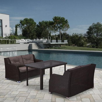 

Комплект мебели Афина, с диванами (иск. ротанг)2и1 T 51 A/S 51 A-W 53 Brown