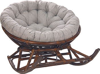 

Кресло-качалка RattanDesign, PAPASAN ROCKER CHAIR МИ на полозьях c подушкой MI-005 цвет Коньяк