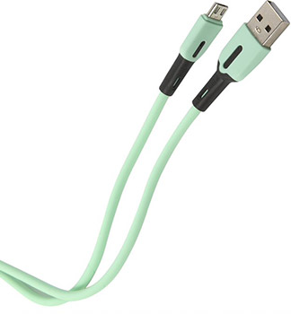 Кабель Usams SJ432 USB - micro USB с индикатором (1 м) силиконовый мятный (SJ432USB03) кабель dotfes usb micro usb a03m transparent 1 м gold